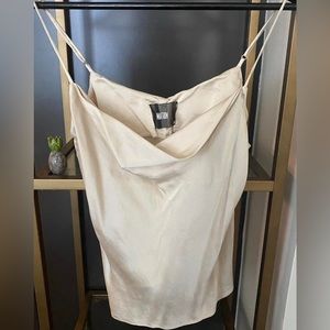 Reformation silk champagne cowl neck cami small